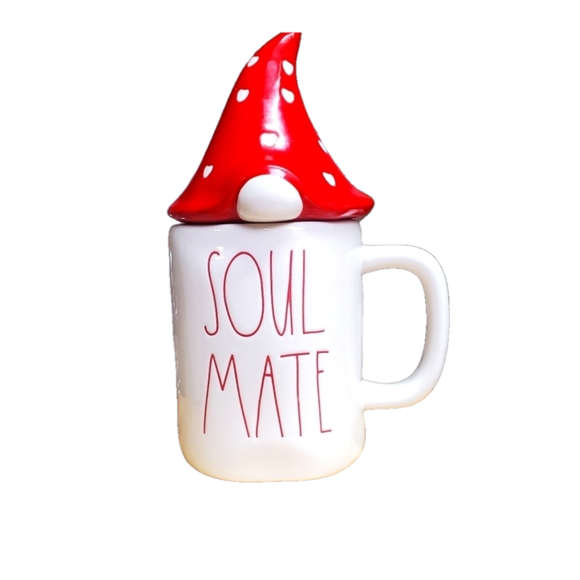 Rae Dunn SOUL MATE Mug with Gnome Topper Ceramic Valentine’s Day - Picture 2 of 6